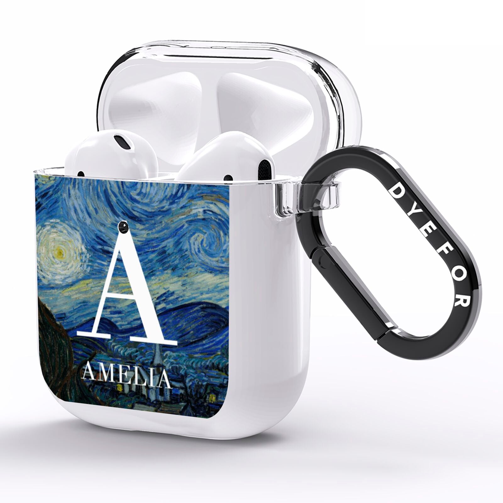 Personalised Van Gogh Starry Night AirPods Clear Case Side Image