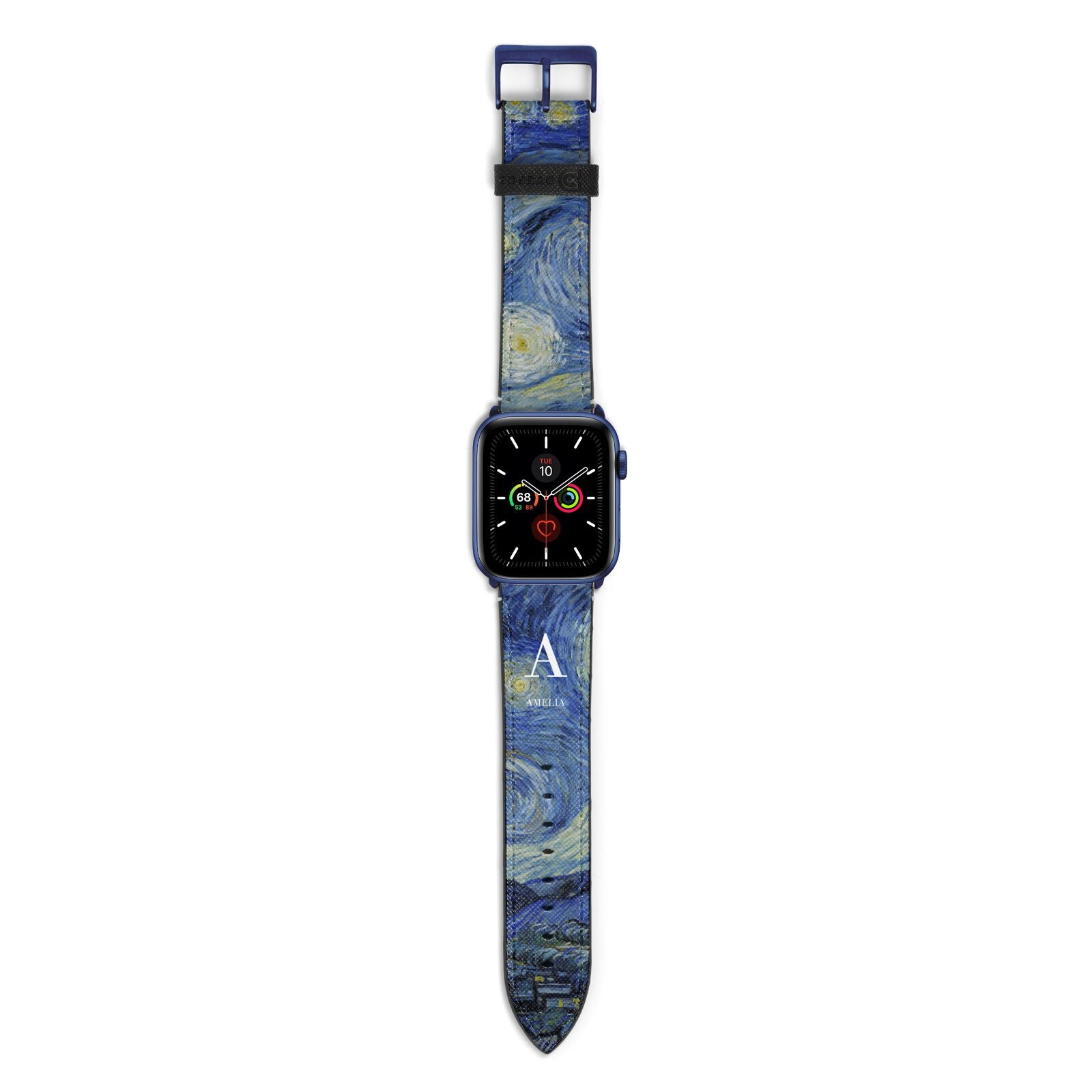 Personalised Van Gogh Starry Night Apple Watch Strap with Blue Hardware