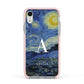 Personalised Van Gogh Starry Night Apple iPhone XR Impact Case Pink Edge on Silver Phone