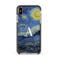 Personalised Van Gogh Starry Night Apple iPhone Xs Max Impact Case Black Edge on Gold Phone