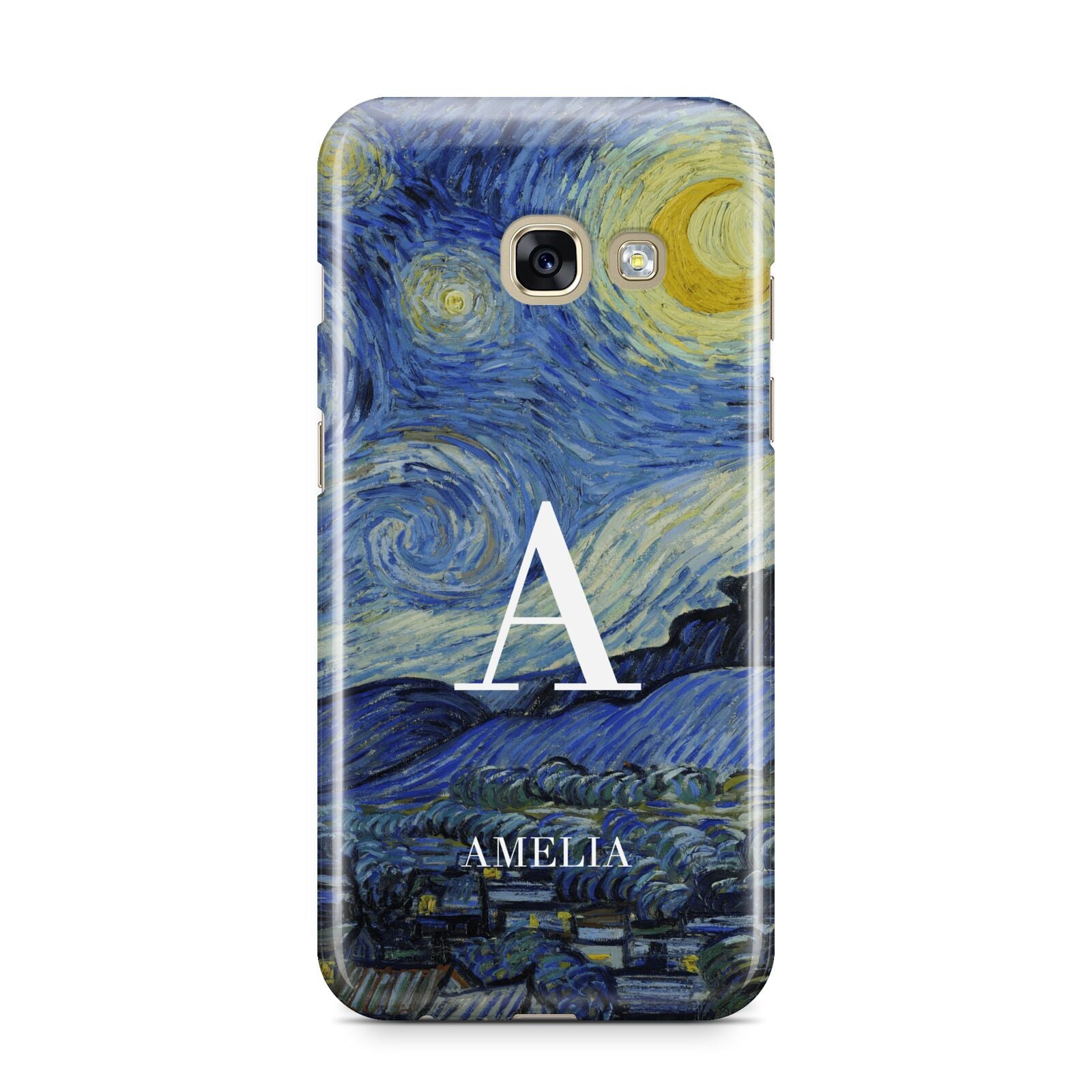 Personalised Van Gogh Starry Night Samsung Galaxy A3 2017 Case on gold phone