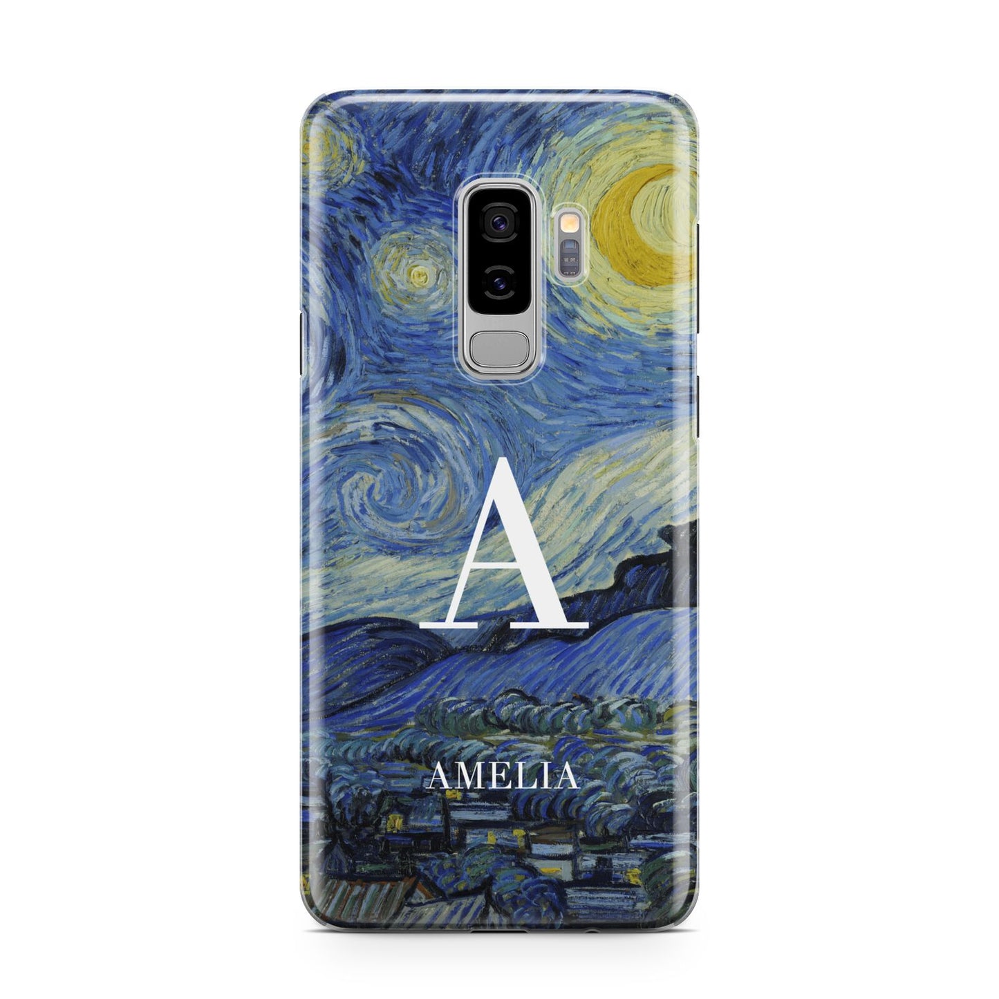 Personalised Van Gogh Starry Night Samsung Galaxy S9 Plus Case on Silver phone