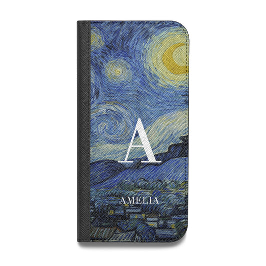 Personalised Van Gogh Starry Night Vegan Leather Flip iPhone Case