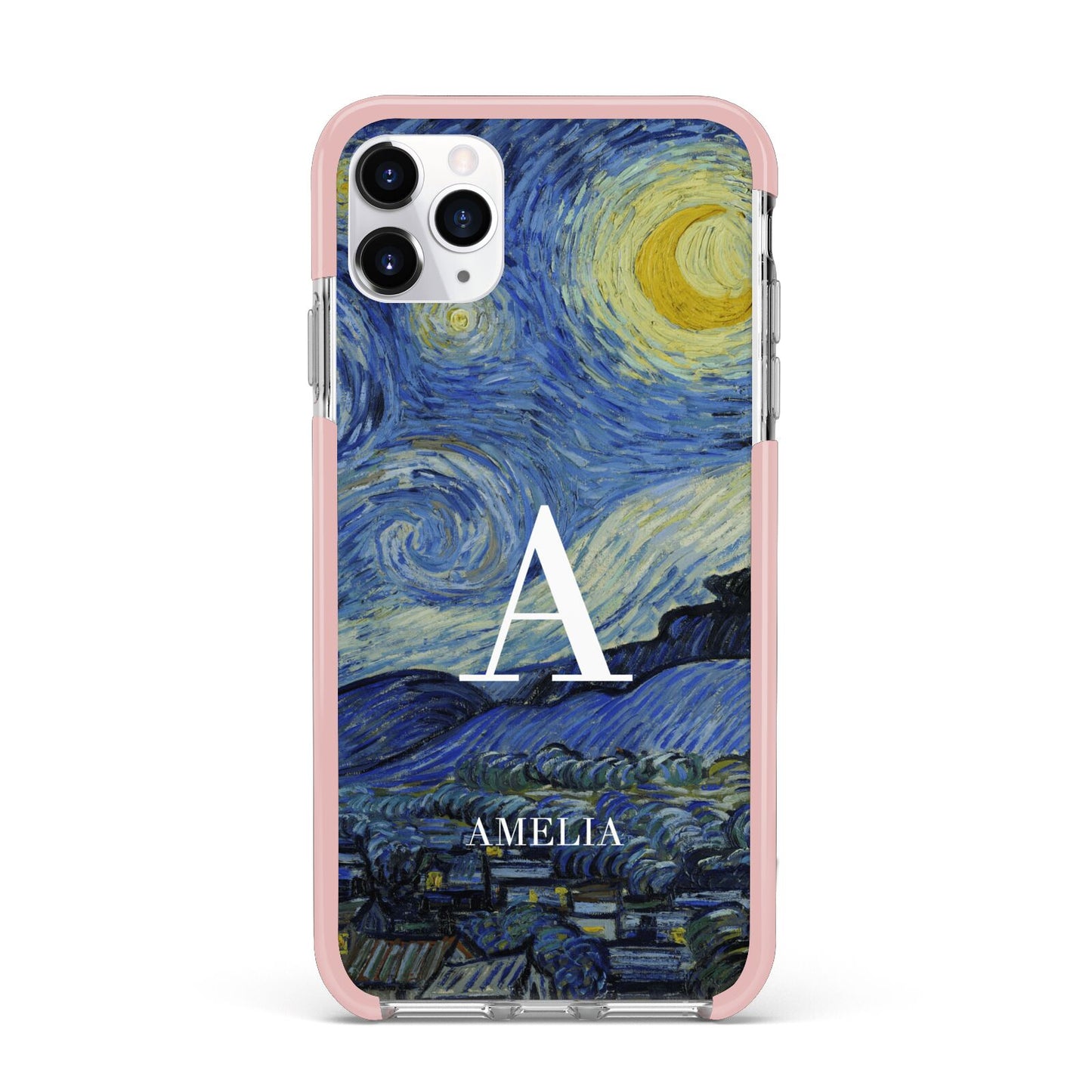 Personalised Van Gogh Starry Night iPhone 11 Pro Max Impact Pink Edge Case