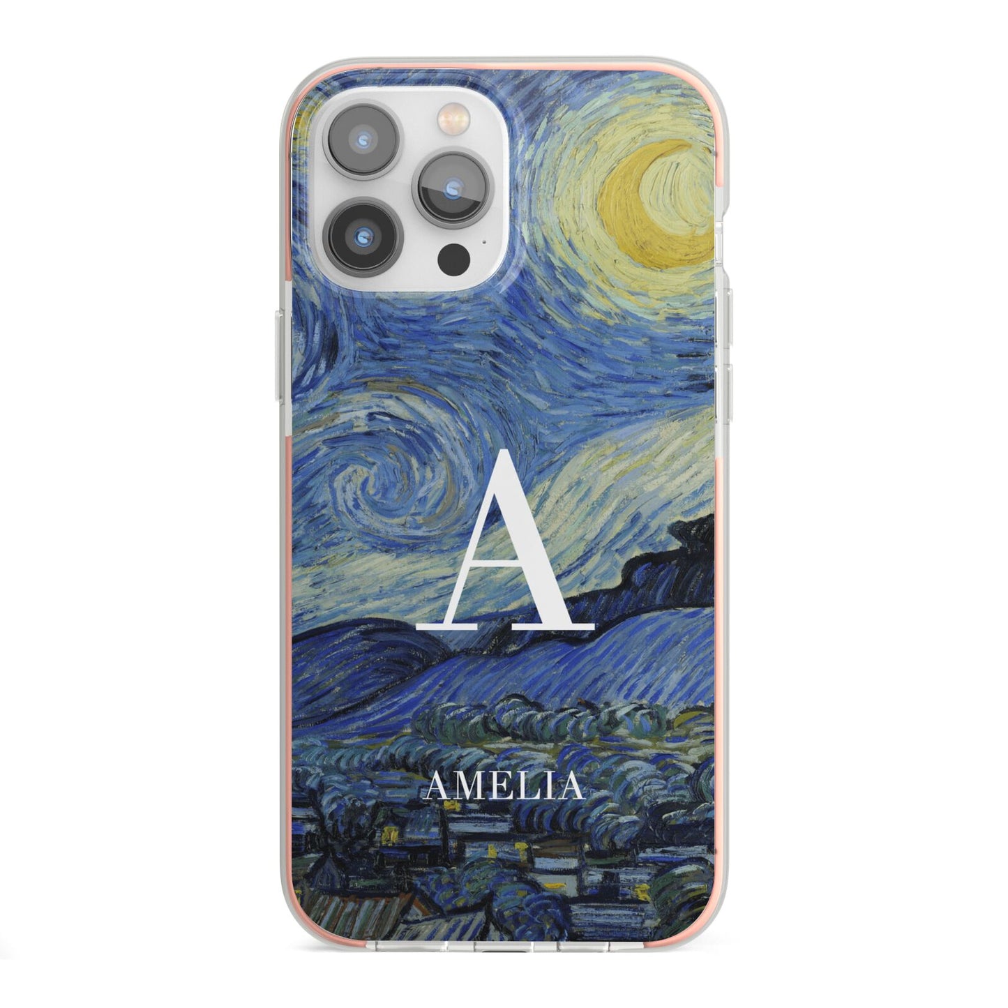Personalised Van Gogh Starry Night iPhone 13 Pro Max TPU Impact Case with Pink Edges