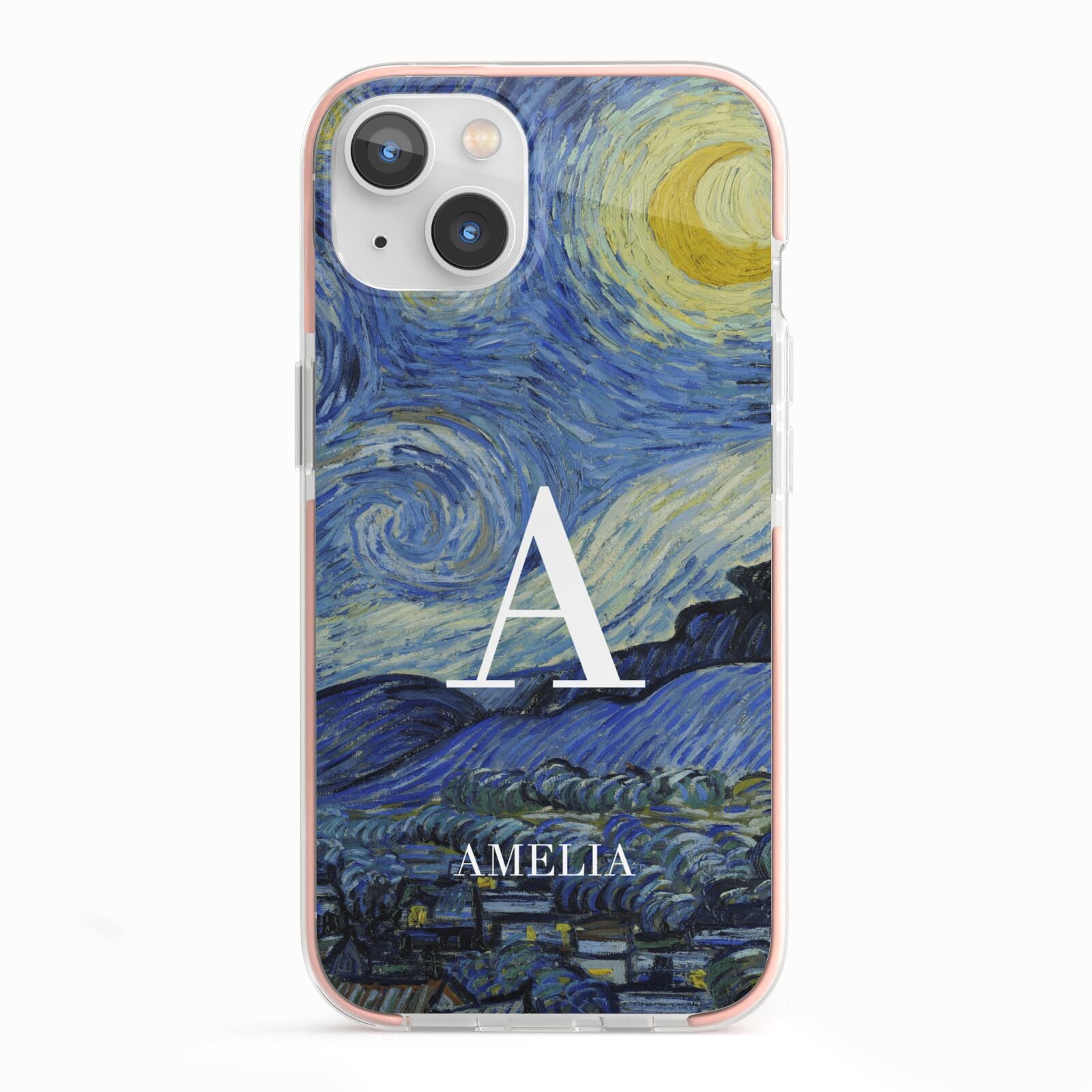 Personalised Van Gogh Starry Night iPhone 13 TPU Impact Case with Pink Edges