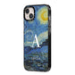Personalised Van Gogh Starry Night iPhone 14 Plus Black Impact Case Side Angle on Silver phone