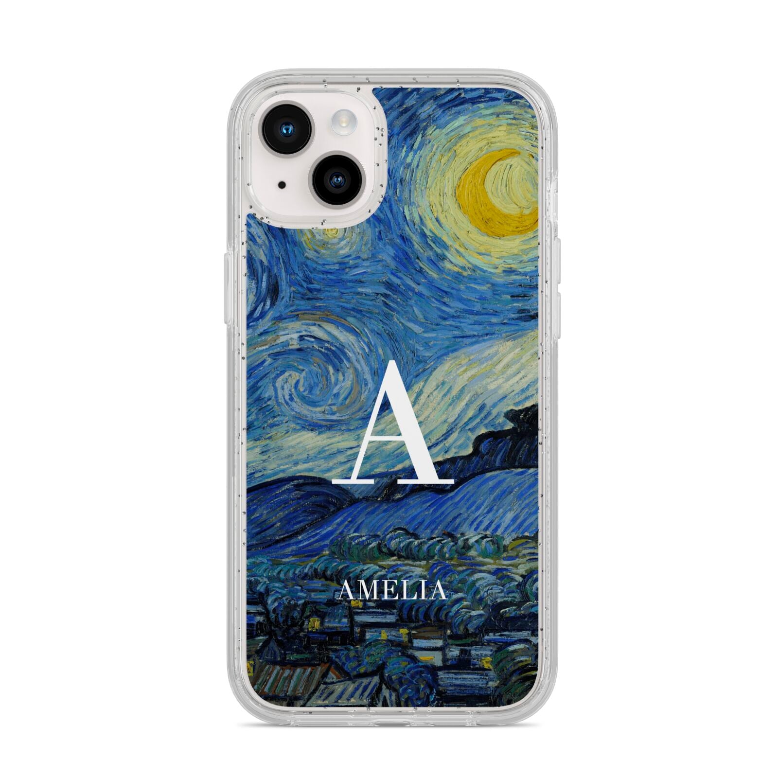 Personalised Van Gogh Starry Night iPhone 14 Plus Glitter Tough Case Starlight