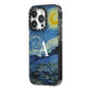 Personalised Van Gogh Starry Night iPhone 14 Pro Black Impact Case Side Angle on Silver phone