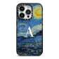 Personalised Van Gogh Starry Night iPhone 14 Pro Black Impact Case on Silver phone