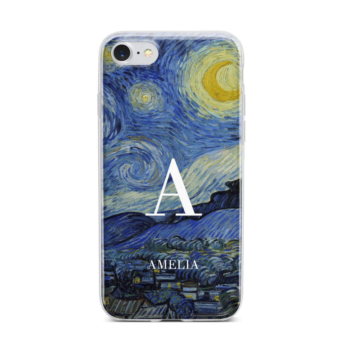 Personalised Van Gogh Starry Night iPhone 7 Bumper Case on Silver iPhone