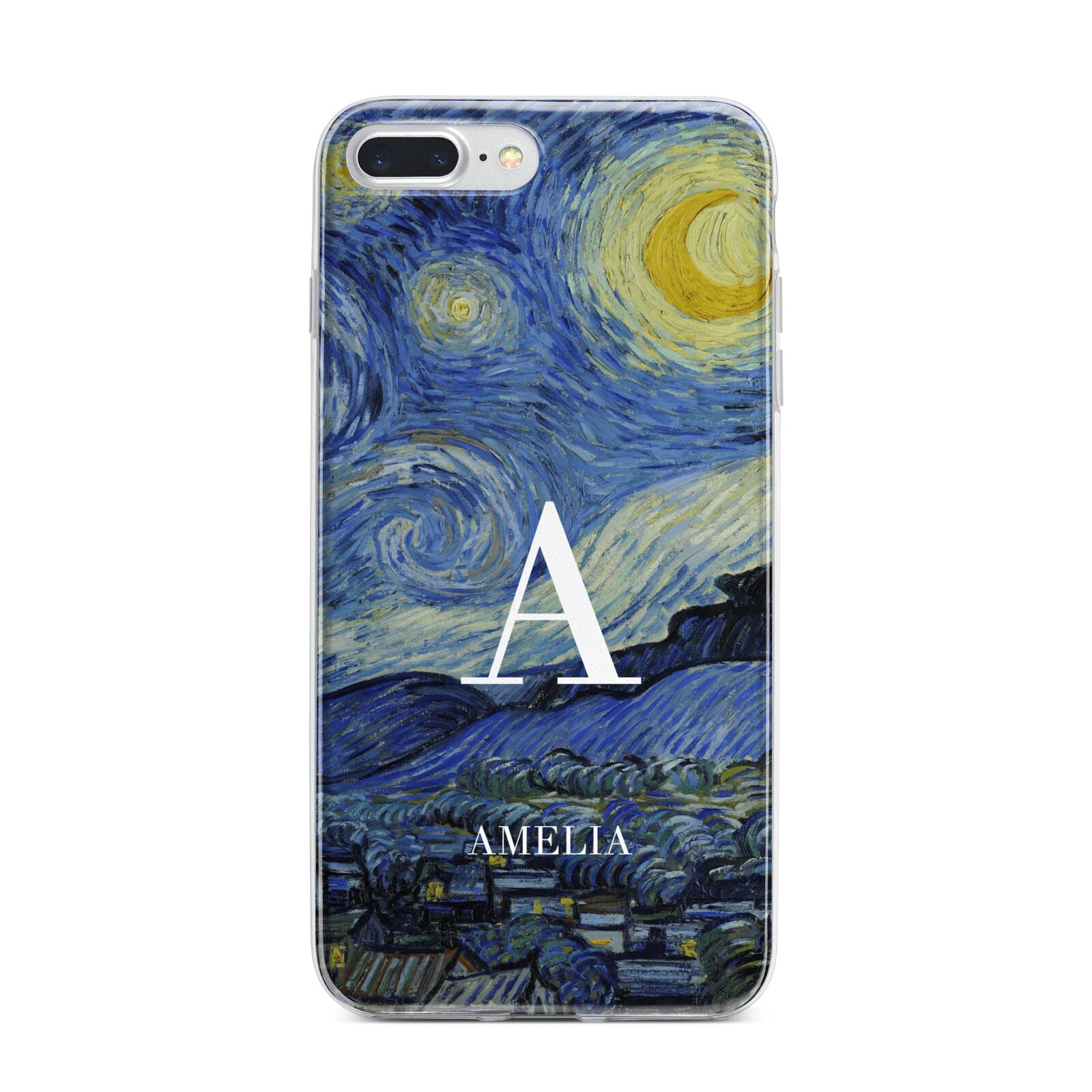 Personalised Van Gogh Starry Night iPhone 7 Plus Bumper Case on Silver iPhone