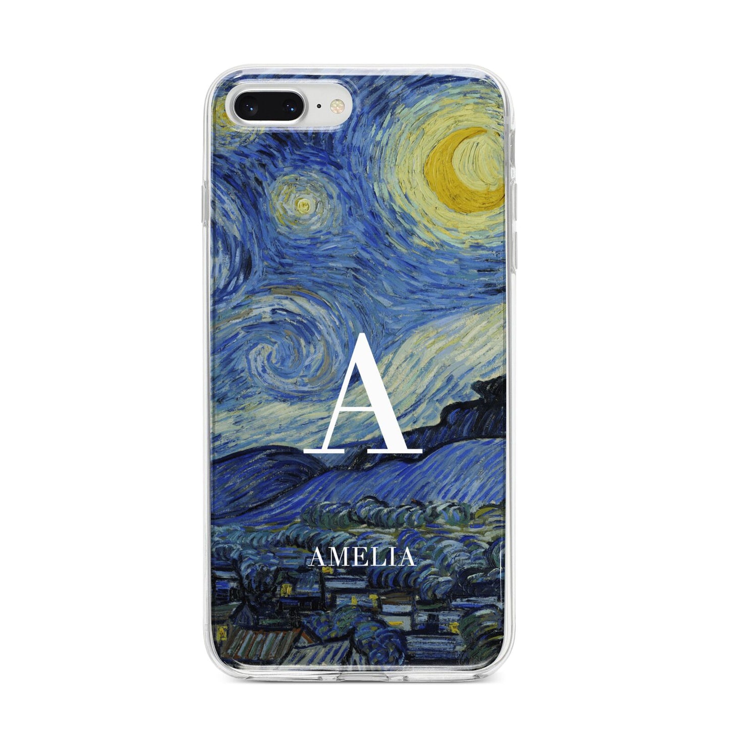 Personalised Van Gogh Starry Night iPhone 8 Plus Bumper Case on Silver iPhone