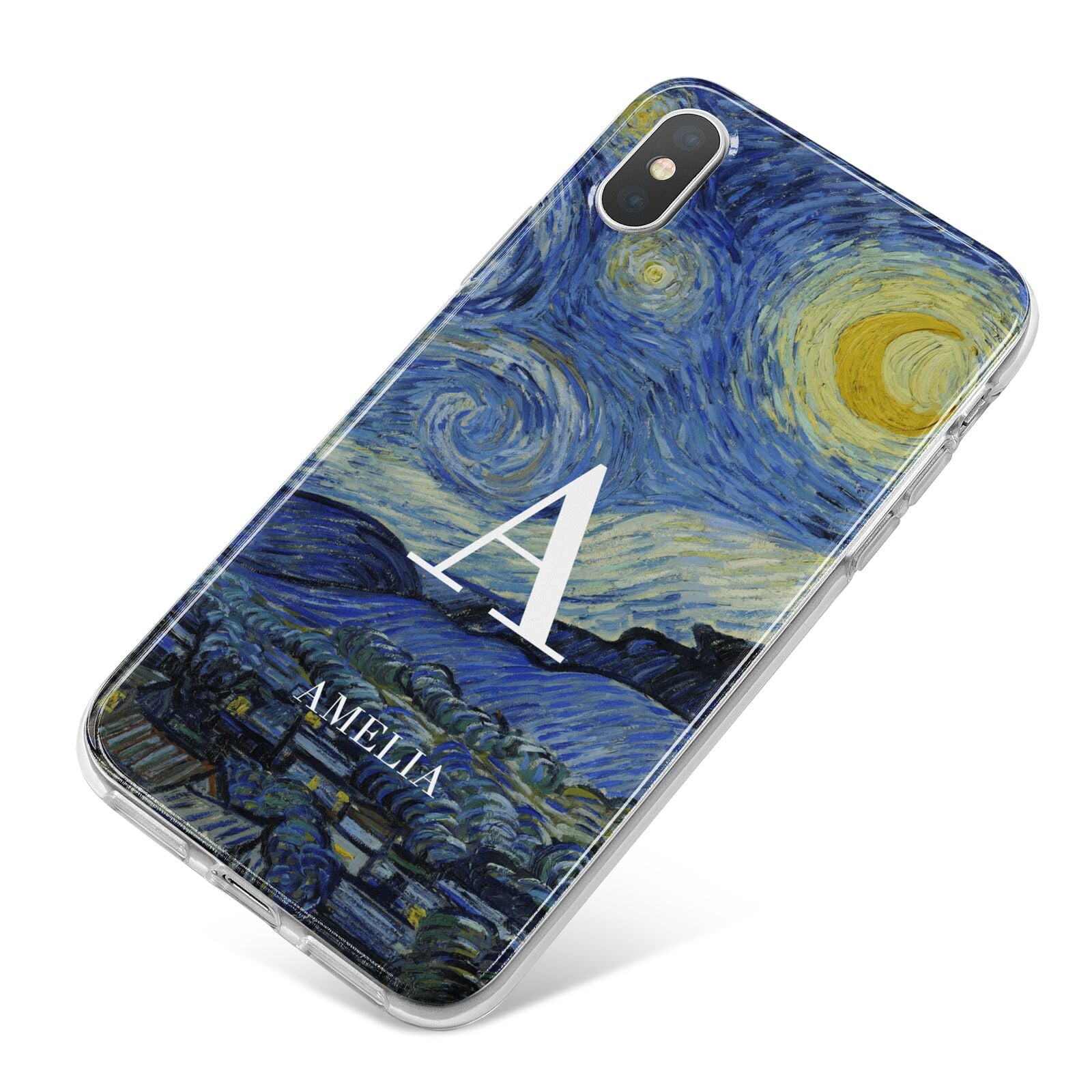 Personalised Van Gogh Starry Night iPhone X Bumper Case on Silver iPhone