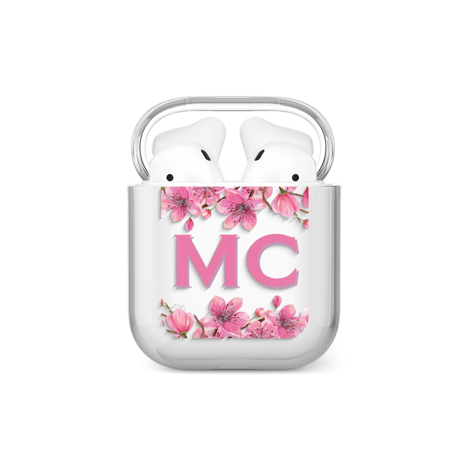Personalised Vibrant Cherry Blossom Pink AirPods Case