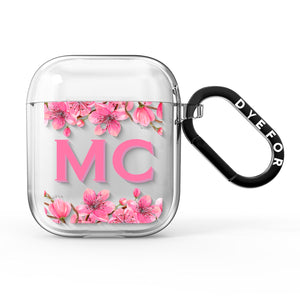 Personalised Vibrant Cherry Blossom Pink AirPods Case