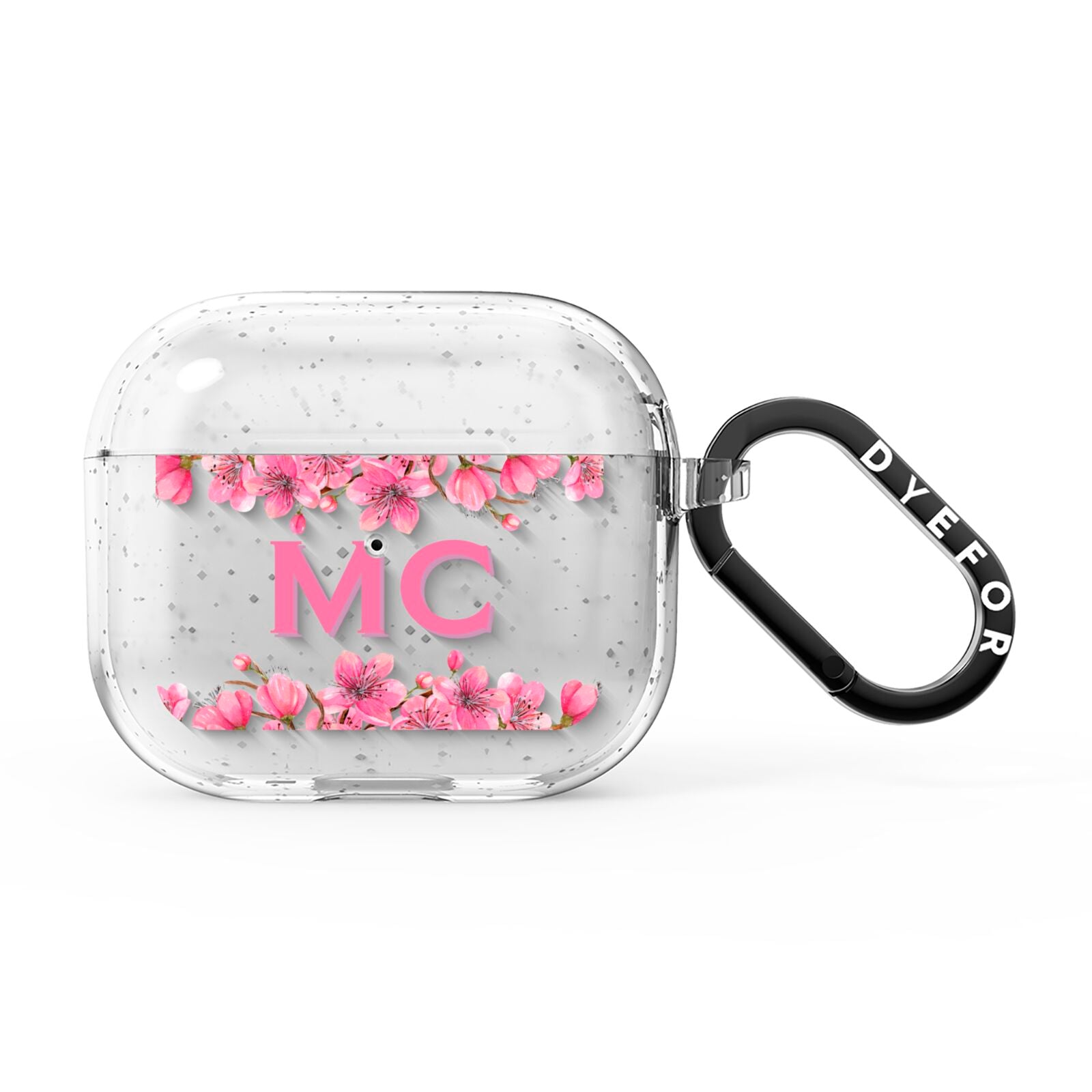 Personalised Vibrant Cherry Blossom Pink AirPods Glitter Case 3rd Gen