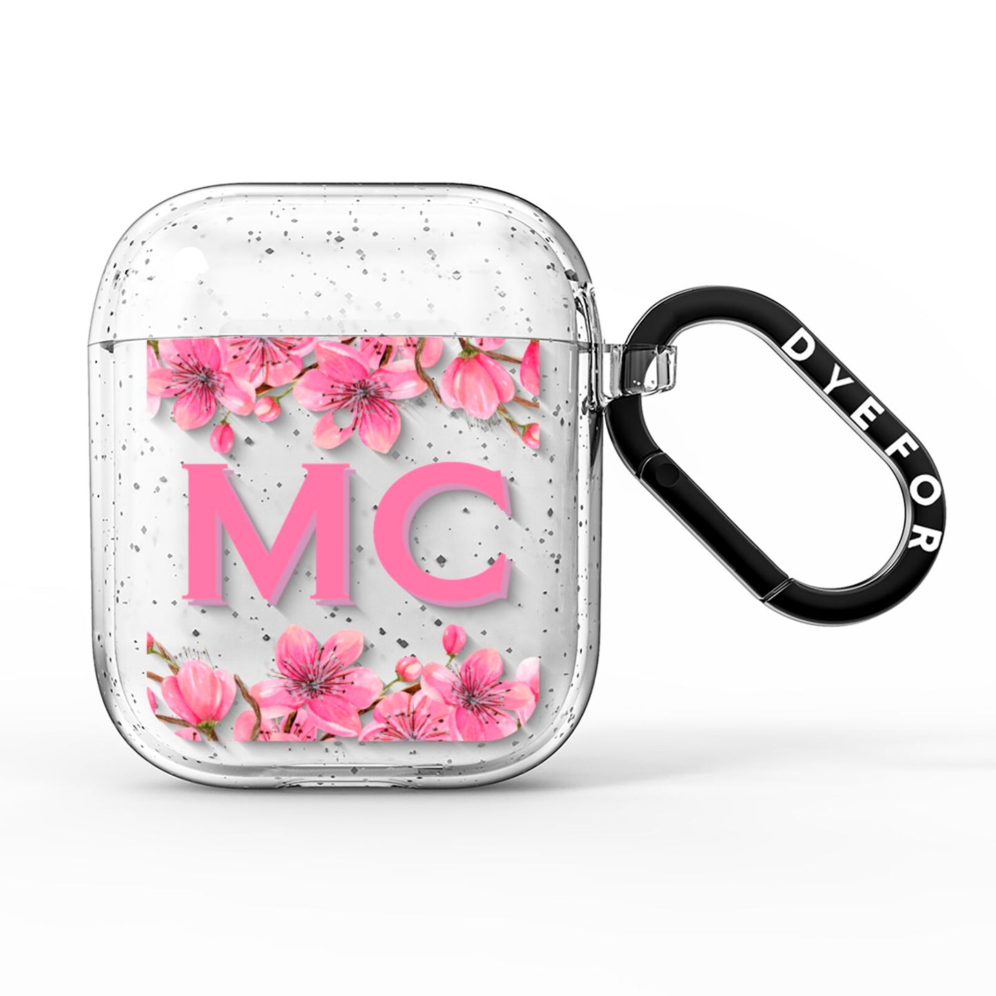 Personalised Vibrant Cherry Blossom Pink AirPods Glitter Case
