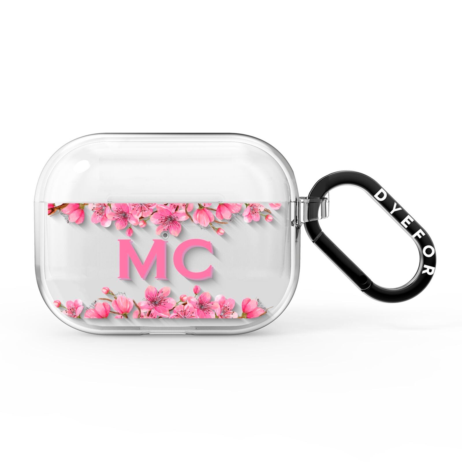 Personalised Vibrant Cherry Blossom Pink AirPods Pro Clear Case