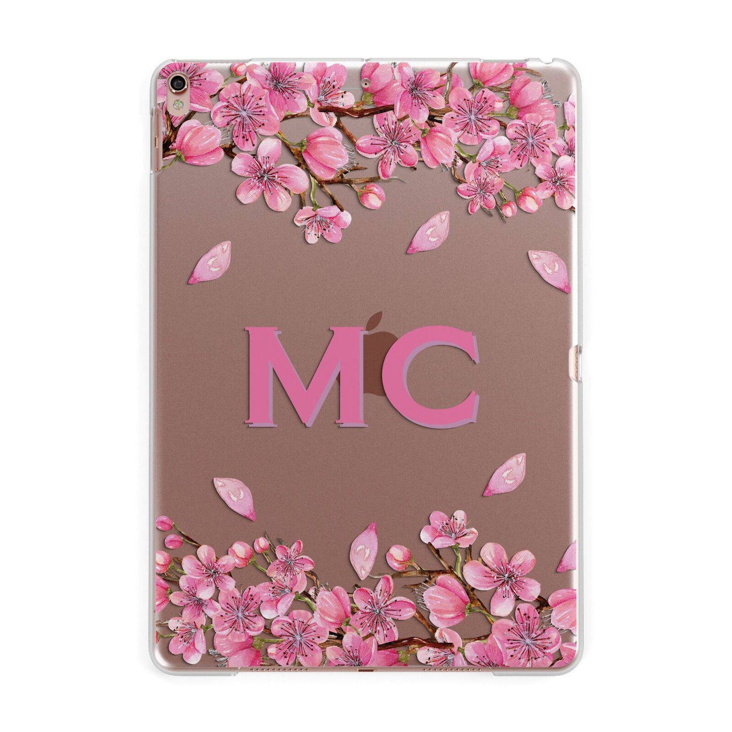 Personalised Vibrant Cherry Blossom Pink Apple iPad Rose Gold Case