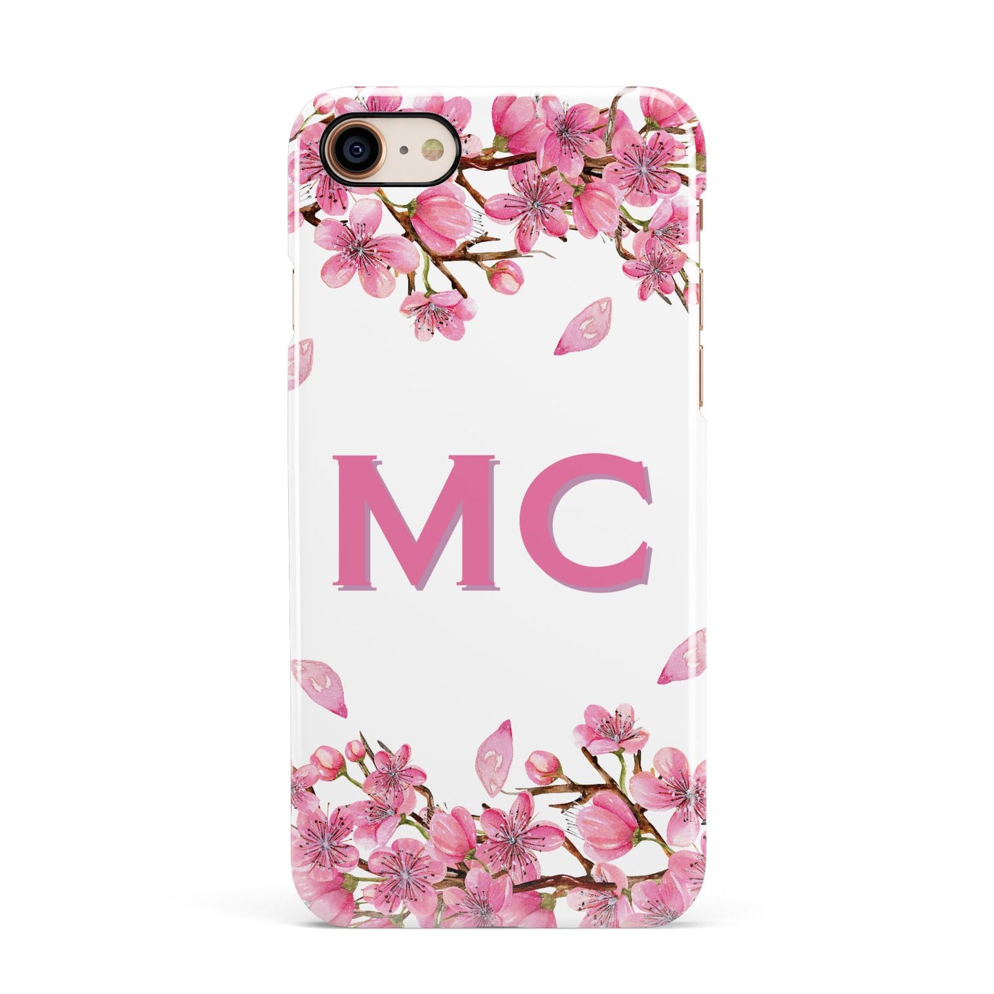 Personalised Vibrant Cherry Blossom Pink Apple iPhone 7 8 3D Snap Case