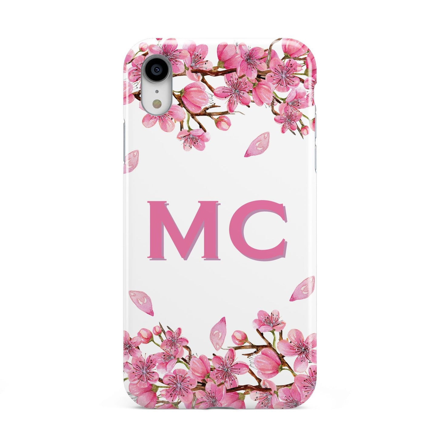 Personalised Vibrant Cherry Blossom Pink Apple iPhone XR White 3D Tough Case