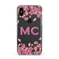 Personalised Vibrant Cherry Blossom Pink Apple iPhone Xs Impact Case Black Edge on Black Phone
