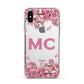 Personalised Vibrant Cherry Blossom Pink Apple iPhone Xs Impact Case Pink Edge on Silver Phone