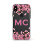 Personalised Vibrant Cherry Blossom Pink Apple iPhone Xs Impact Case White Edge on Black Phone