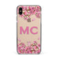 Personalised Vibrant Cherry Blossom Pink Apple iPhone Xs Max Impact Case Black Edge on Gold Phone