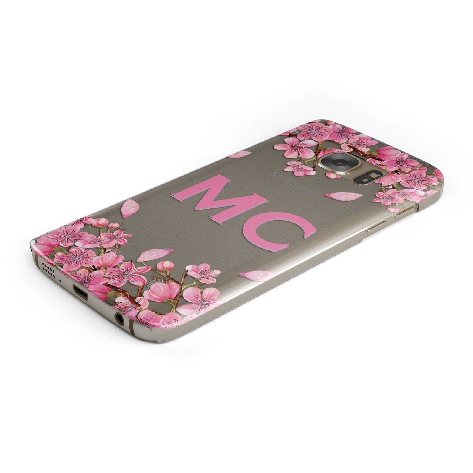 Personalised Vibrant Cherry Blossom Pink Samsung Galaxy Case Bottom Cutout
