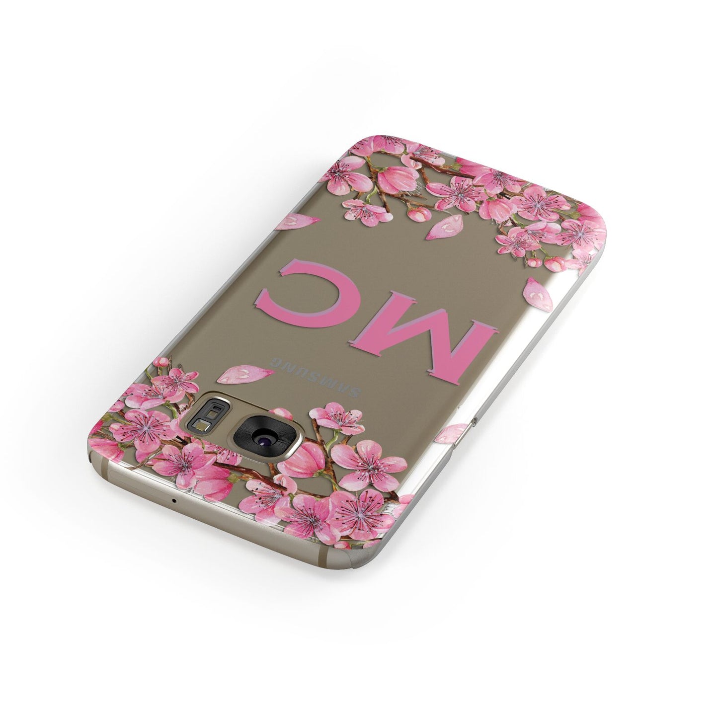 Personalised Vibrant Cherry Blossom Pink Samsung Galaxy Case Front Close Up