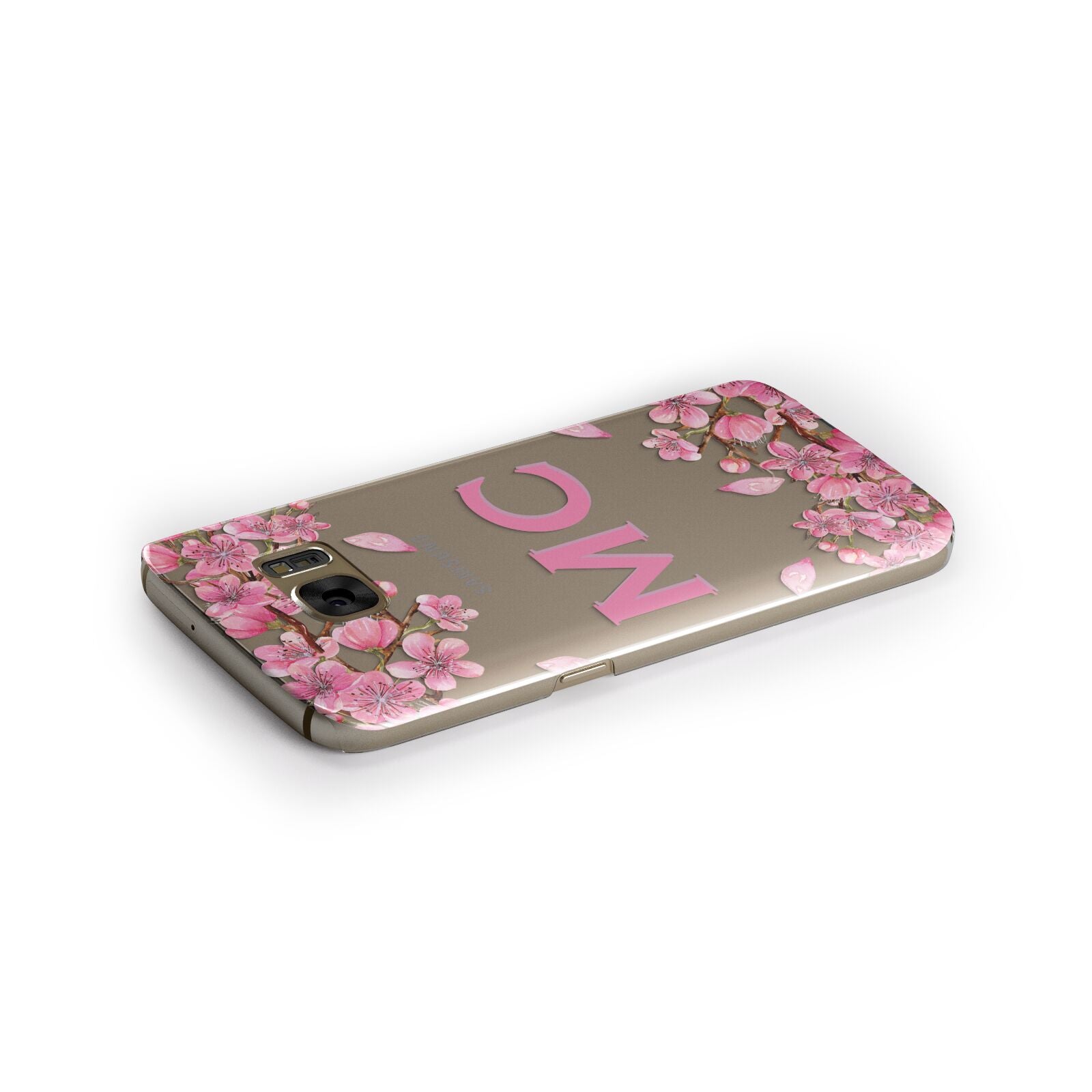 Personalised Vibrant Cherry Blossom Pink Samsung Galaxy Case Side Close Up