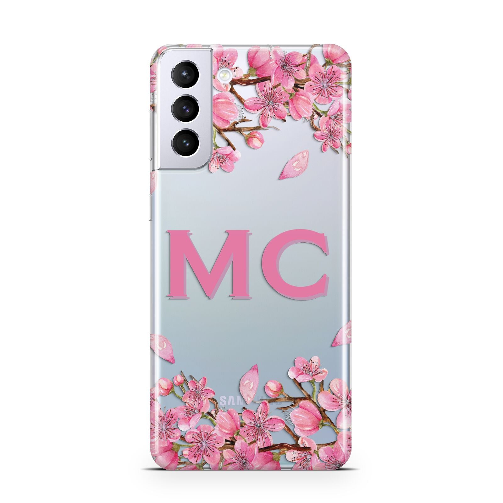 Personalised Vibrant Cherry Blossom Pink Samsung S21 Plus Phone Case