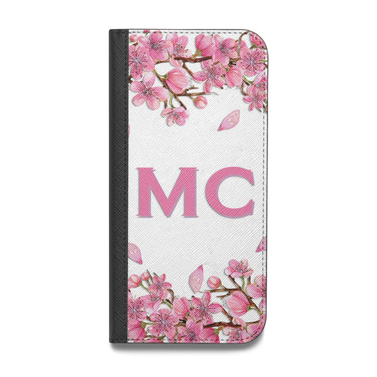 Personalised Vibrant Cherry Blossom Pink Vegan Leather Flip iPhone Case