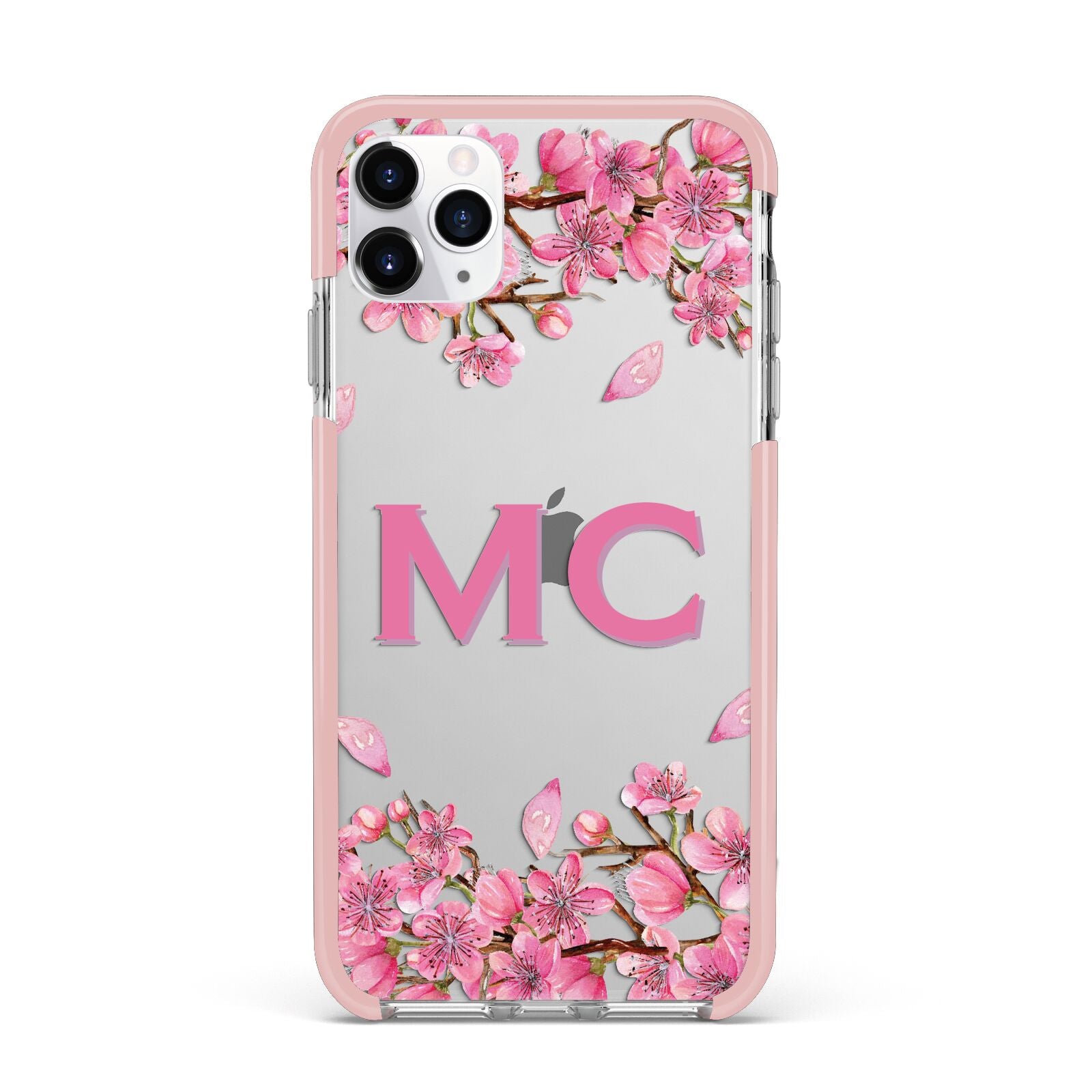 Personalised Vibrant Cherry Blossom Pink iPhone 11 Pro Max Impact Pink Edge Case