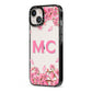 Personalised Vibrant Cherry Blossom Pink iPhone 13 Black Impact Case Side Angle on Silver phone