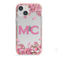 Personalised Vibrant Cherry Blossom Pink iPhone 13 Mini TPU Impact Case with Pink Edges