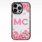 Personalised Vibrant Cherry Blossom Pink iPhone 13 Pro Black Impact Case on Silver phone