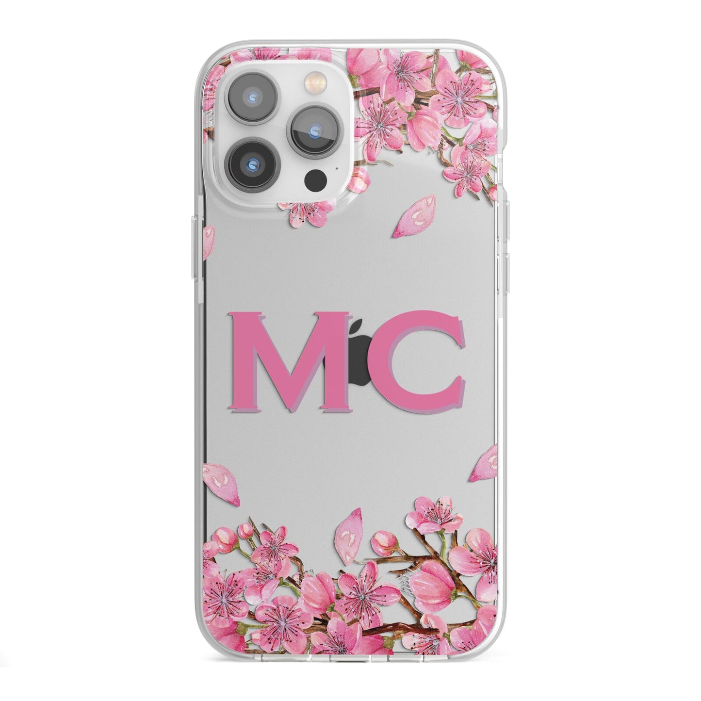 Personalised Vibrant Cherry Blossom Pink iPhone 13 Pro Max TPU Impact Case with White Edges