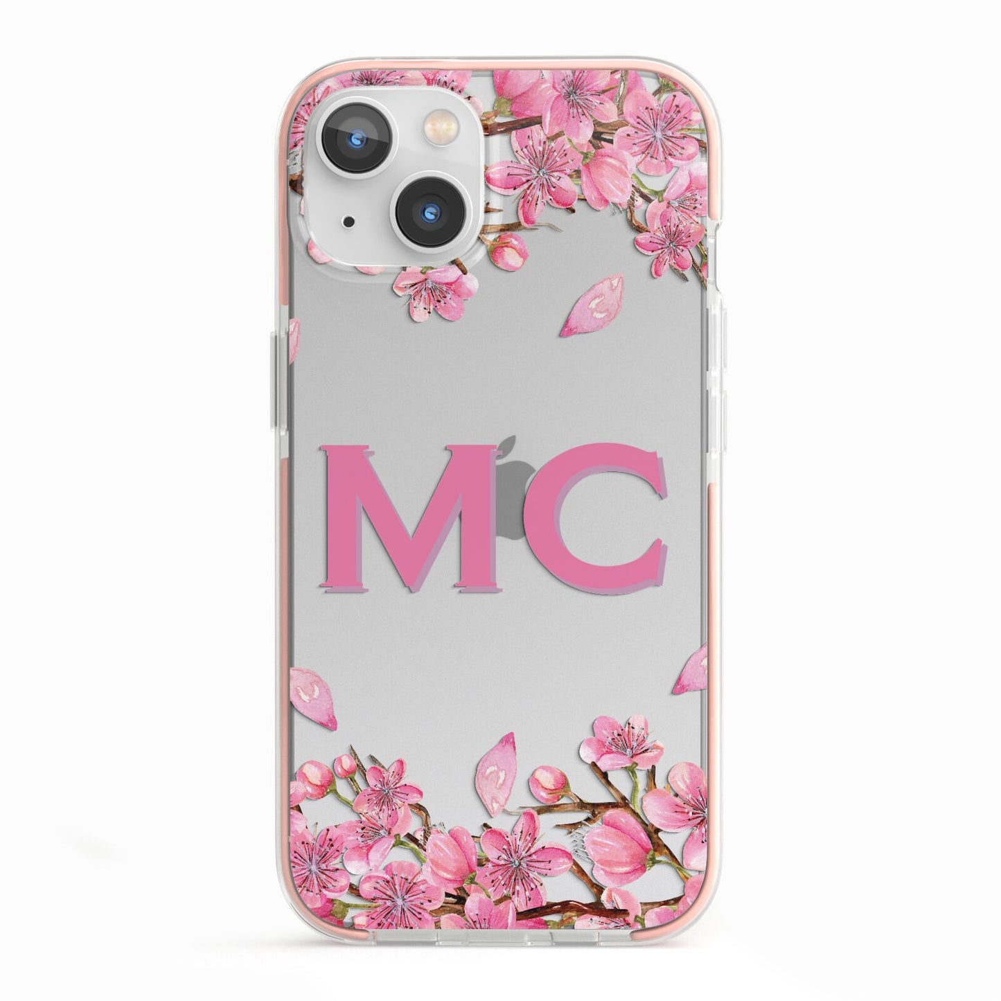 Personalised Vibrant Cherry Blossom Pink iPhone 13 TPU Impact Case with Pink Edges