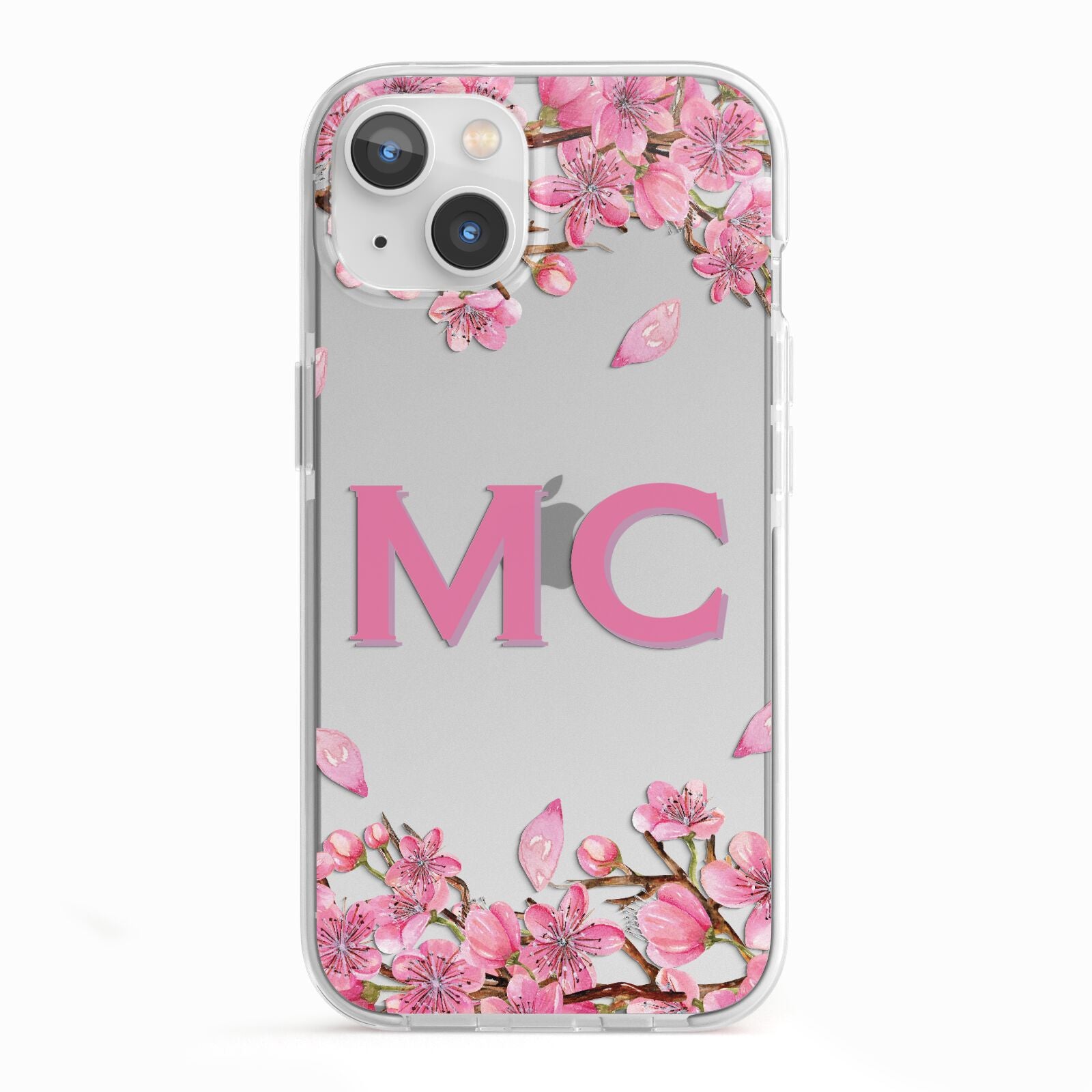 Personalised Vibrant Cherry Blossom Pink iPhone 13 TPU Impact Case with White Edges