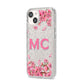 Personalised Vibrant Cherry Blossom Pink iPhone 14 Glitter Tough Case Starlight Angled Image