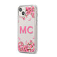 Personalised Vibrant Cherry Blossom Pink iPhone 14 Plus Clear Tough Case Starlight Angled Image
