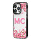 Personalised Vibrant Cherry Blossom Pink iPhone 14 Pro Black Impact Case Side Angle on Silver phone
