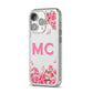 Personalised Vibrant Cherry Blossom Pink iPhone 14 Pro Clear Tough Case Silver Angled Image