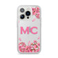 Personalised Vibrant Cherry Blossom Pink iPhone 14 Pro Clear Tough Case Silver