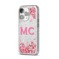 Personalised Vibrant Cherry Blossom Pink iPhone 14 Pro Glitter Tough Case Silver Angled Image