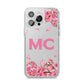 Personalised Vibrant Cherry Blossom Pink iPhone 14 Pro Max Clear Tough Case Silver