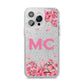 Personalised Vibrant Cherry Blossom Pink iPhone 14 Pro Max Glitter Tough Case Silver